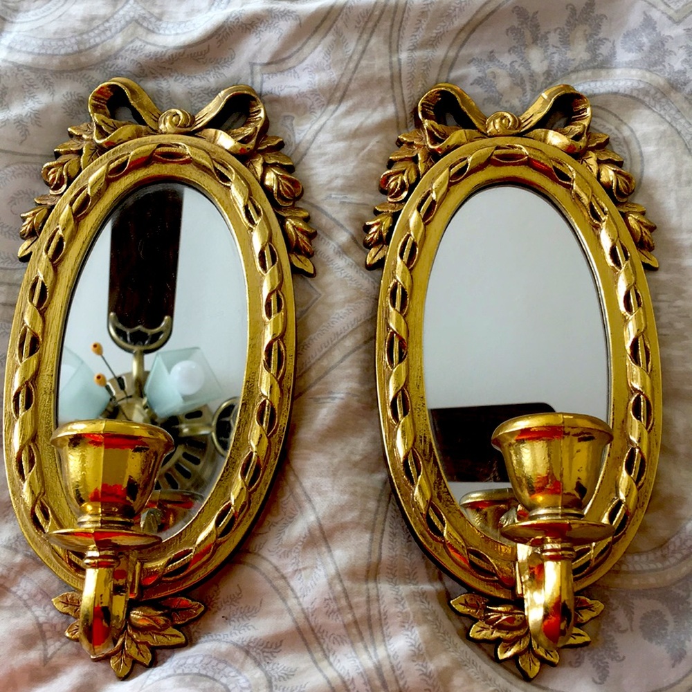 Gold wall sconces candle holders